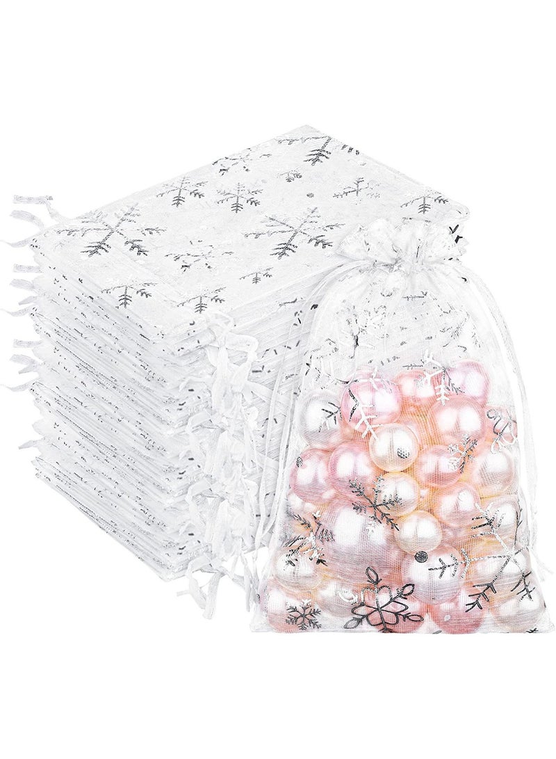 100 قطعة من أكياس الأورجانزا الشفافة الفاخرة، مقاس 10*12 سم، أكياس هدايا زفاف بيضاء برباط سحب، أكياس هدايا أورجانزا لعيد الميلاد، أكياس هدايا مجوهرات، أكياس هدايا مكياج، أكياس هدايا شبكية، أكياس هدايا برباط سحب. - Image 1